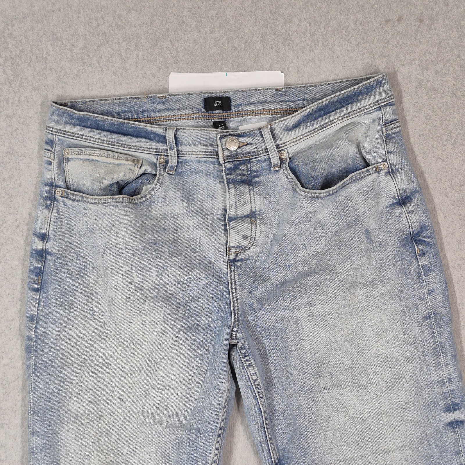 River Island Men Jeans US 34×34 Light Blue Denim Straight Dean 31″ Inseam