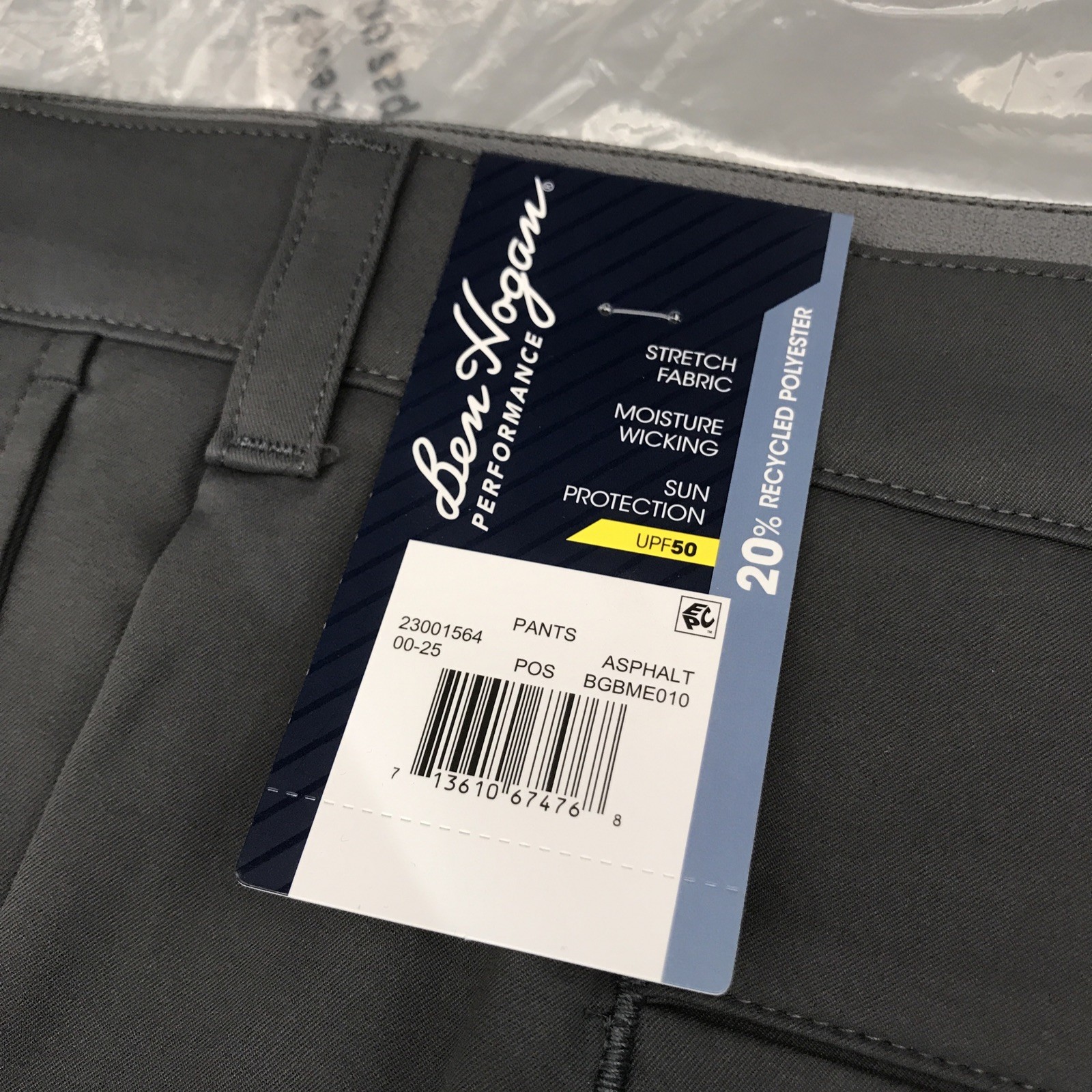 Ben Hogan Mens Performance Pants Stretch Fabric Size 46×32 Asphalt Dark Gray New
