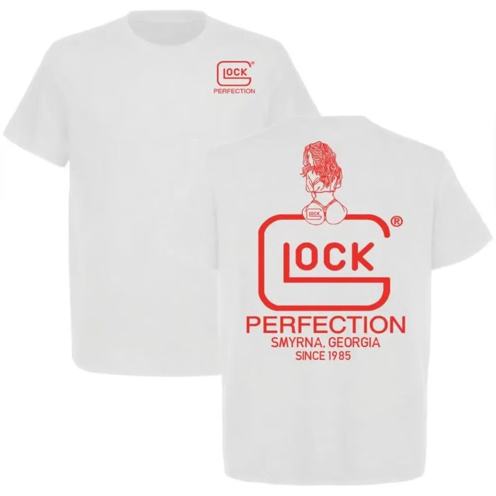 100% Cotton Sexy Girl Sit on Glock Logo T-Shirt, Gift for Glock Fans