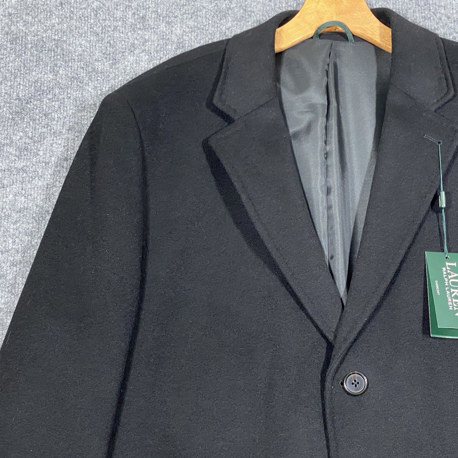 New Ralph Lauren Luther Overcoat Men’s Sz 48L Black Lined Wool Cashmere Jacket