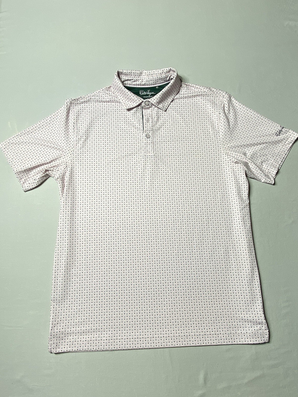 Walter Hagen 11 Golf Polo Shirt Men’s Medium Pink Tee Print Stretch Performance