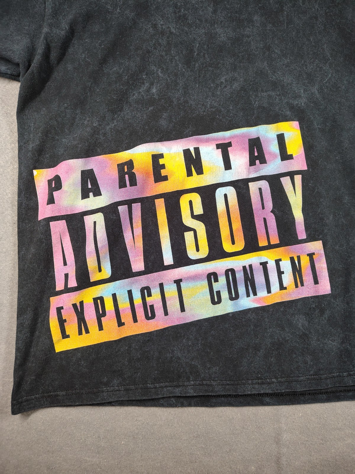 Philcos Parental Advisory Mens 4XL T Shirt Black Faded Oversized Grunge Goth Emo