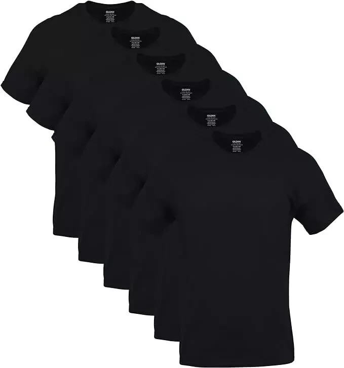Gildan G 500 (6-pack) Black Solid Heavy Cotton Short Sleeve Blank T-Shirt S-3XL