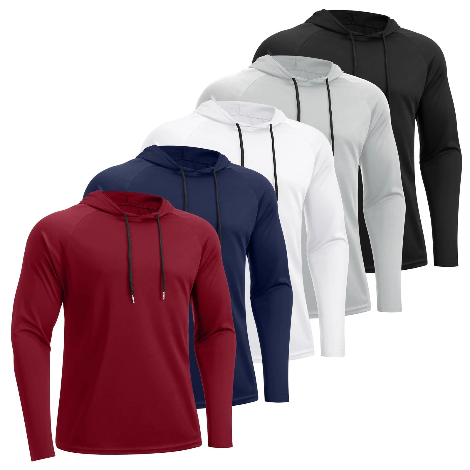 5 Pack Men’s Fishing Shirts Long Sleeve UPF Sun Protection Hoodie Lightweight…