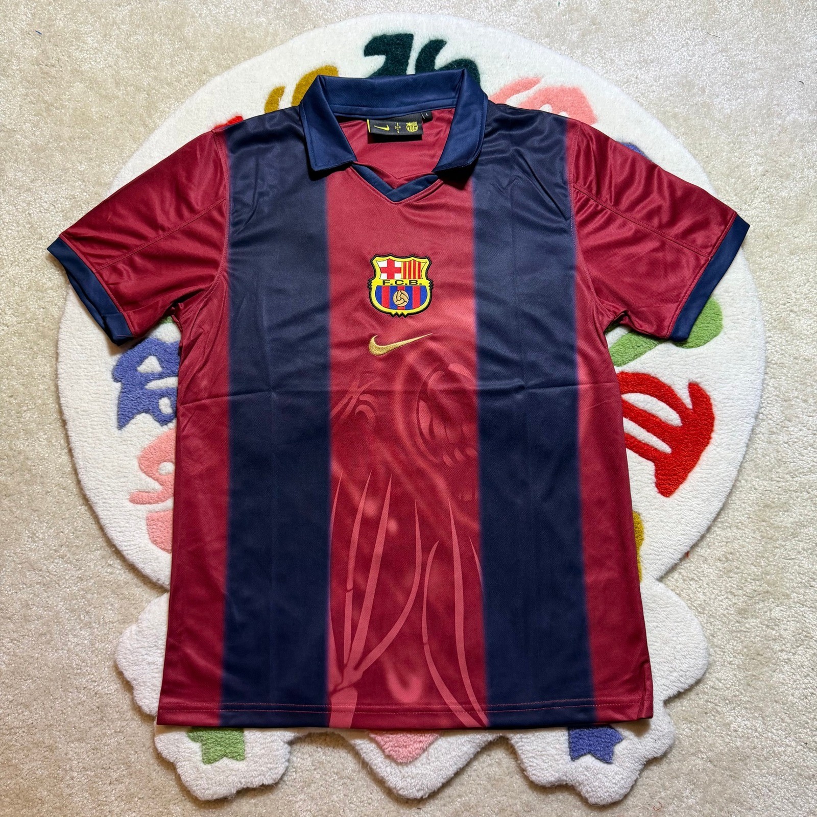 Nike Cactus Jack FC Barcelona Soccer Jersey Red Blue CD4230-496 Mens Large