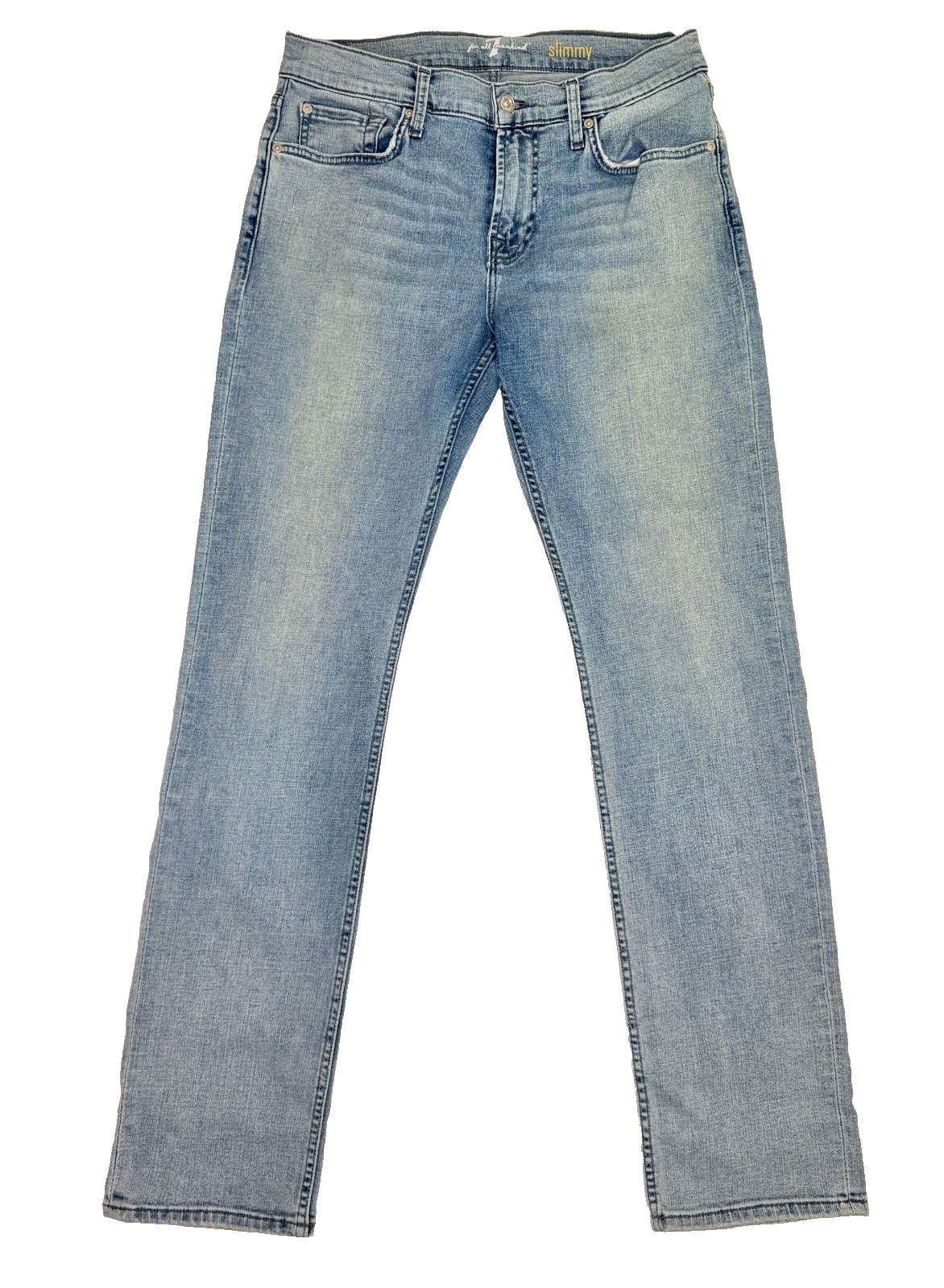 7 For All Mankind Slimmy Jeans Mens 32 Light Wash Blue Denim Slim Straight