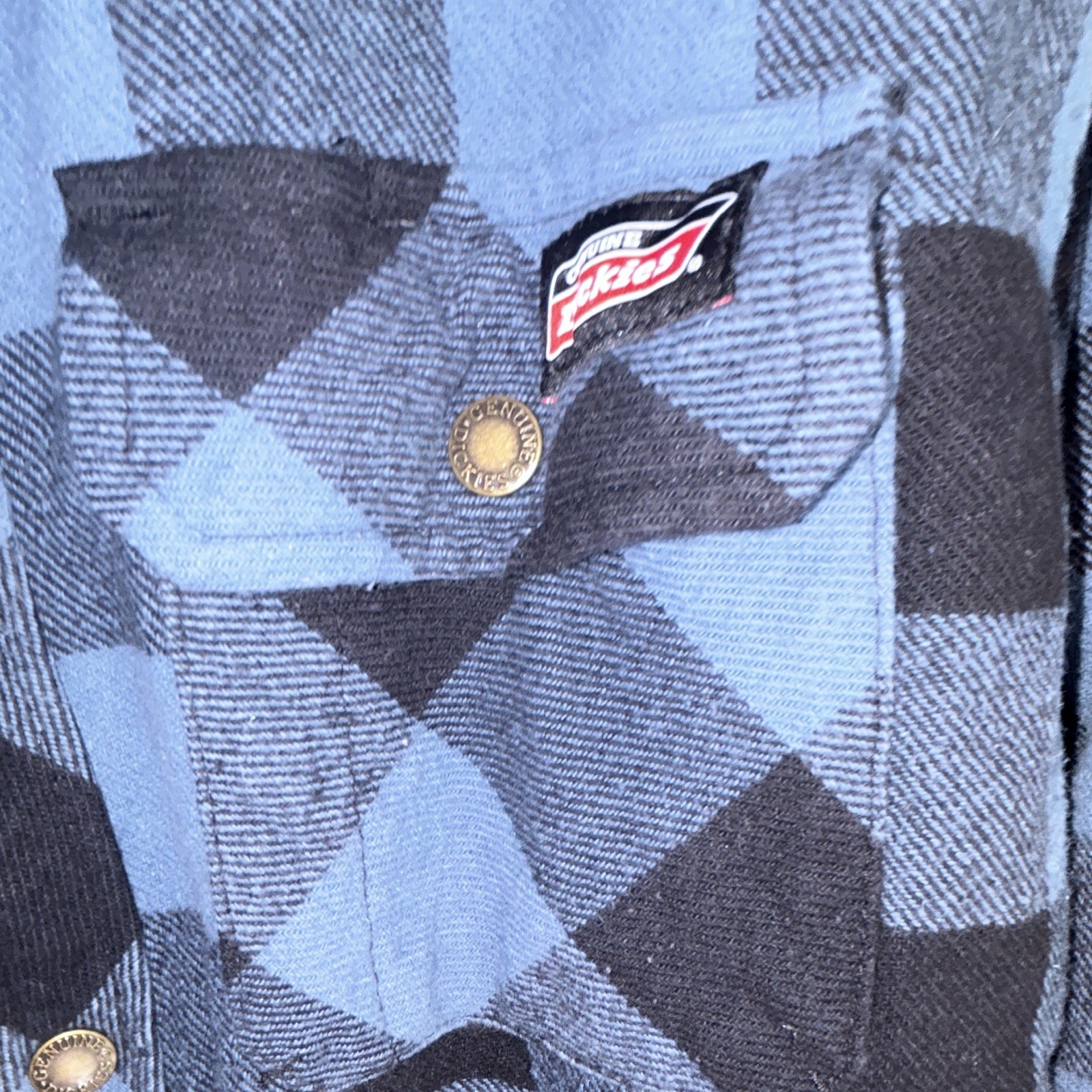 Dickies Men’s Blue/Black Plaid Lined Cotton Jacket Point Collar Size M 38-40