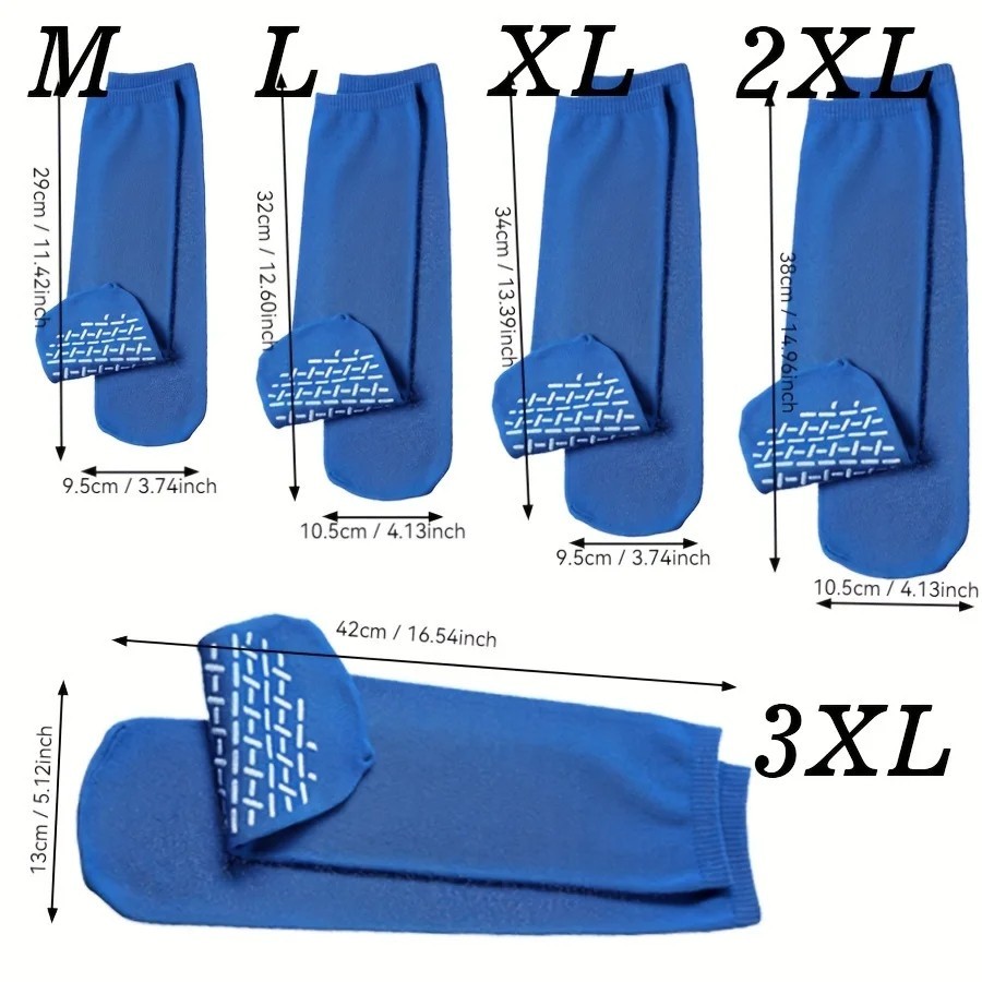 Non Slip Safety Socks Double Sided Tread Hospital Grip Slippers Soft LARGE