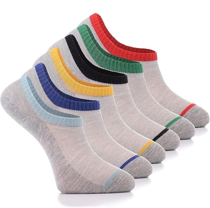 MEN Invisible No-Show COTTON Socks, MEDIUM, MULTI-COLOR, Casual, 6 Pair