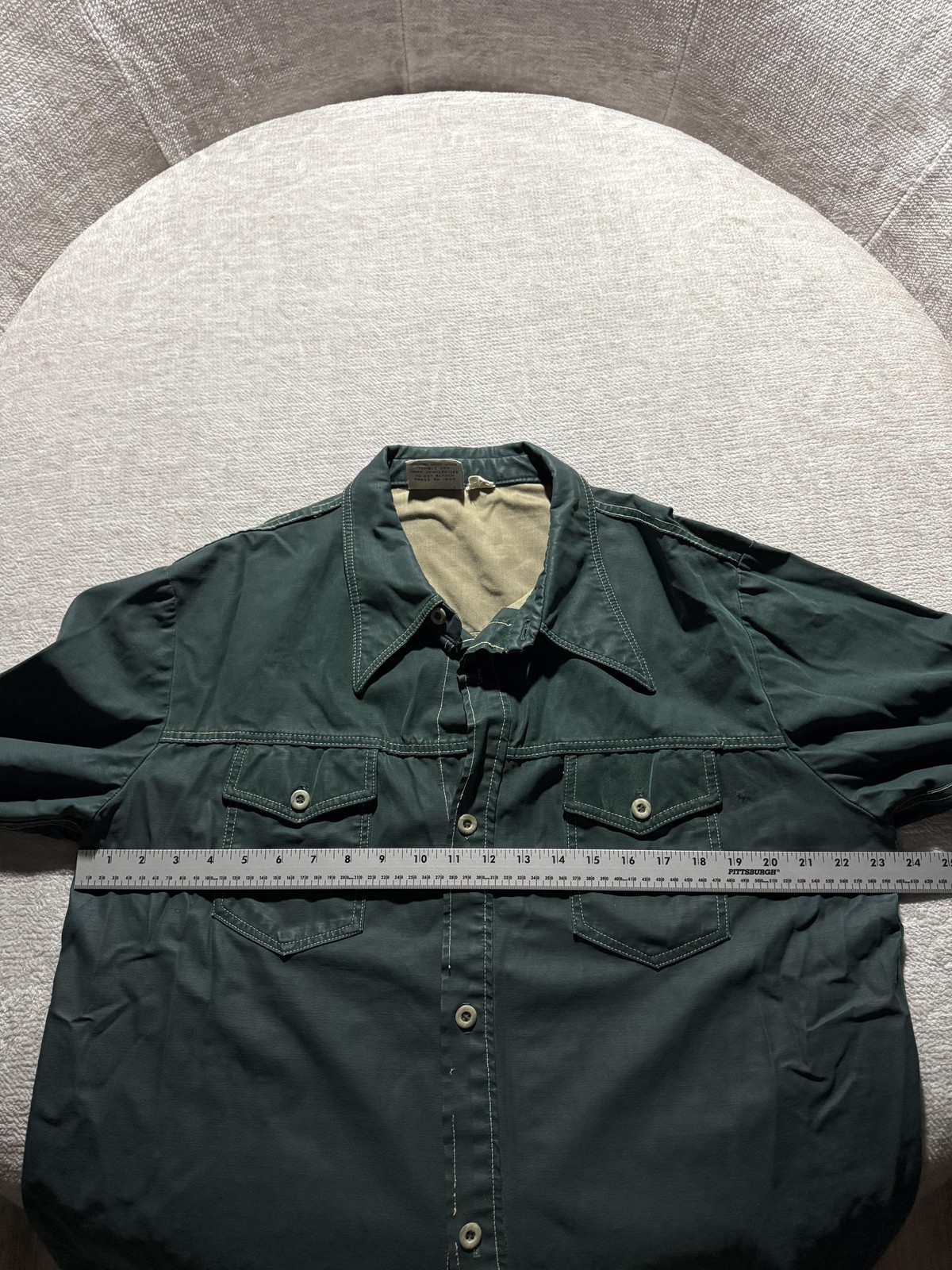 Vintage ~80s William Barry Jacket XL Green Cotton Twill Utility Military Style