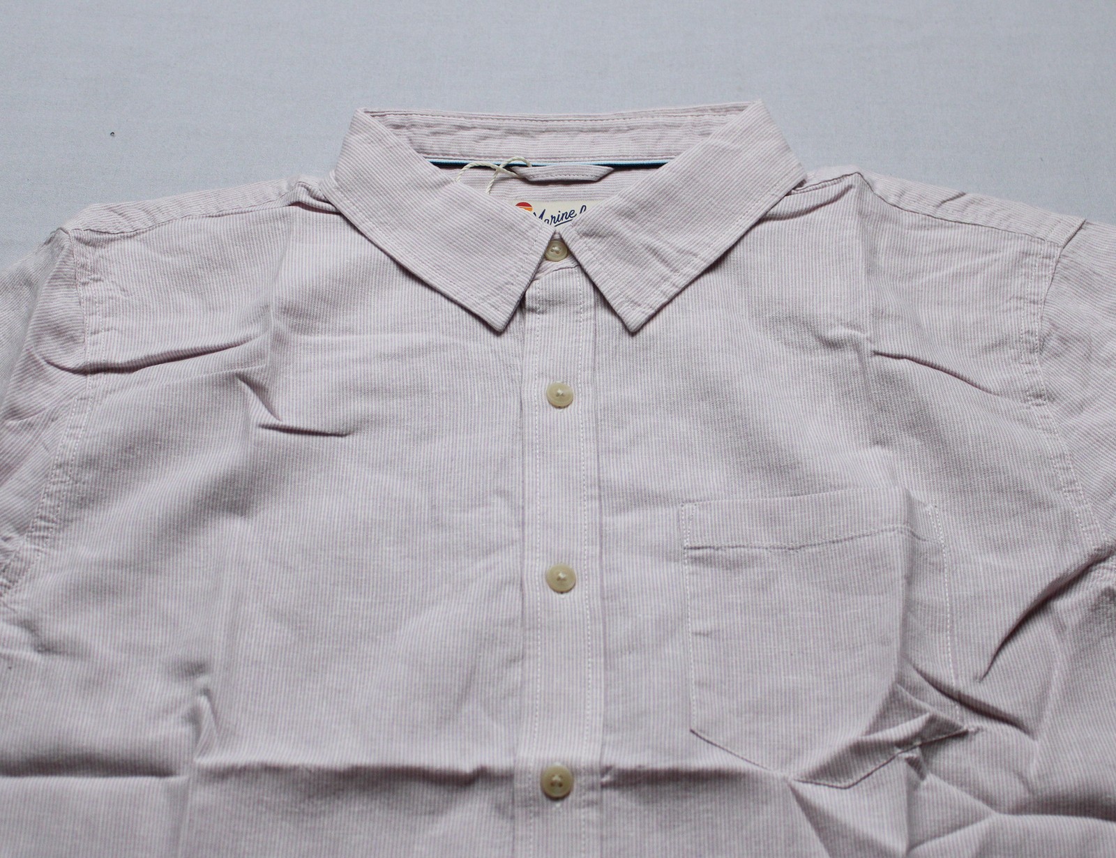 Marine Layer Men’s Better-Than-Linen Shirt AR8 Lavender Mist Stripe Medium