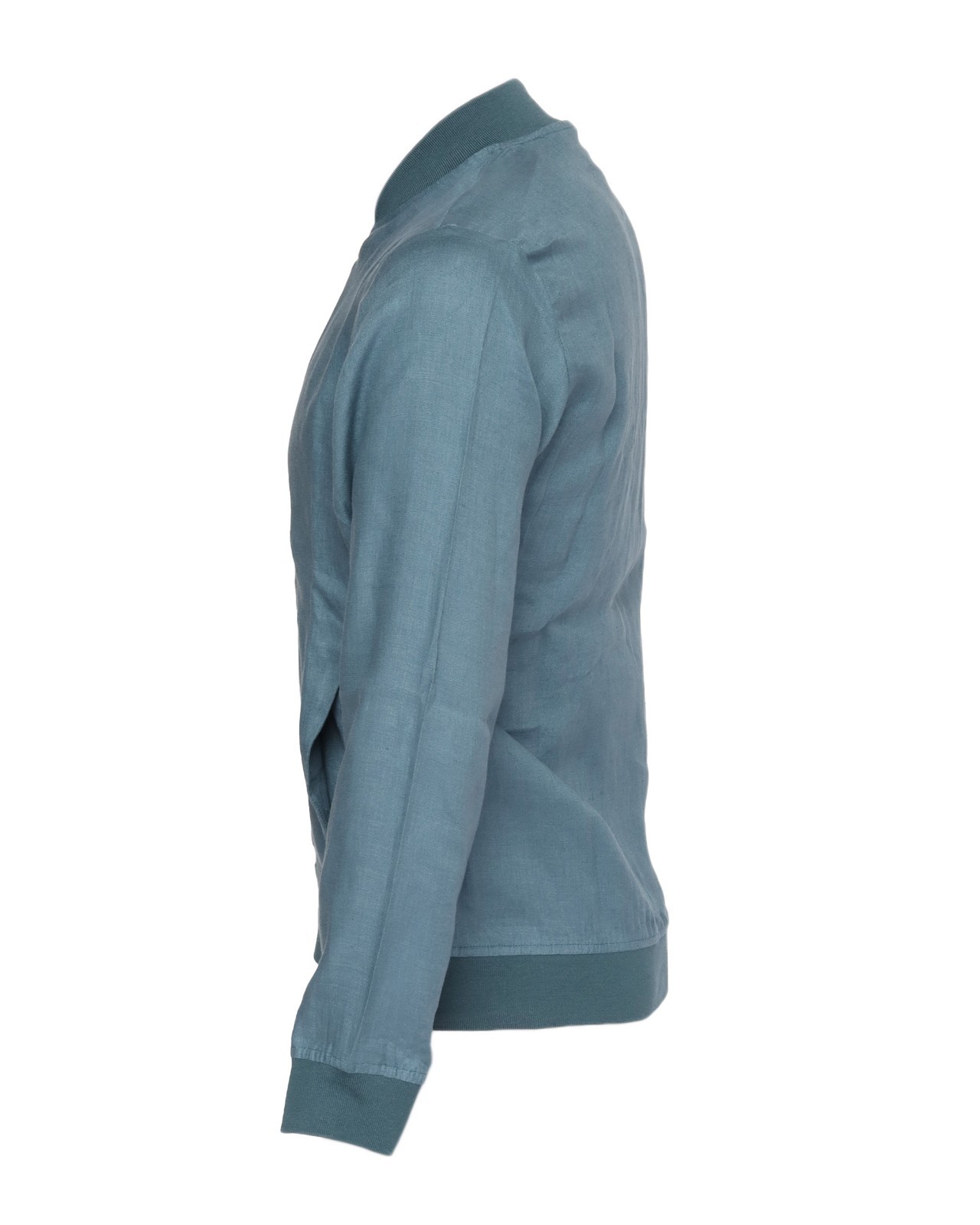 NWT KITON BOMBER JACKET SHIRT Pahoa cyan linen extra-luxury Napoli Italy 48