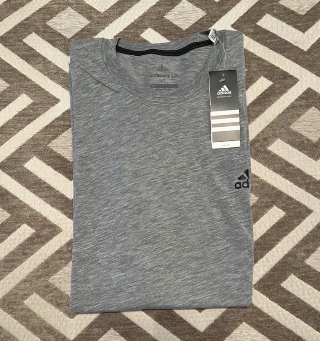 adidas ClimaCool Men’s XL Gray Stretch Polyester Crew Neck Short Sleeve T-Shirt