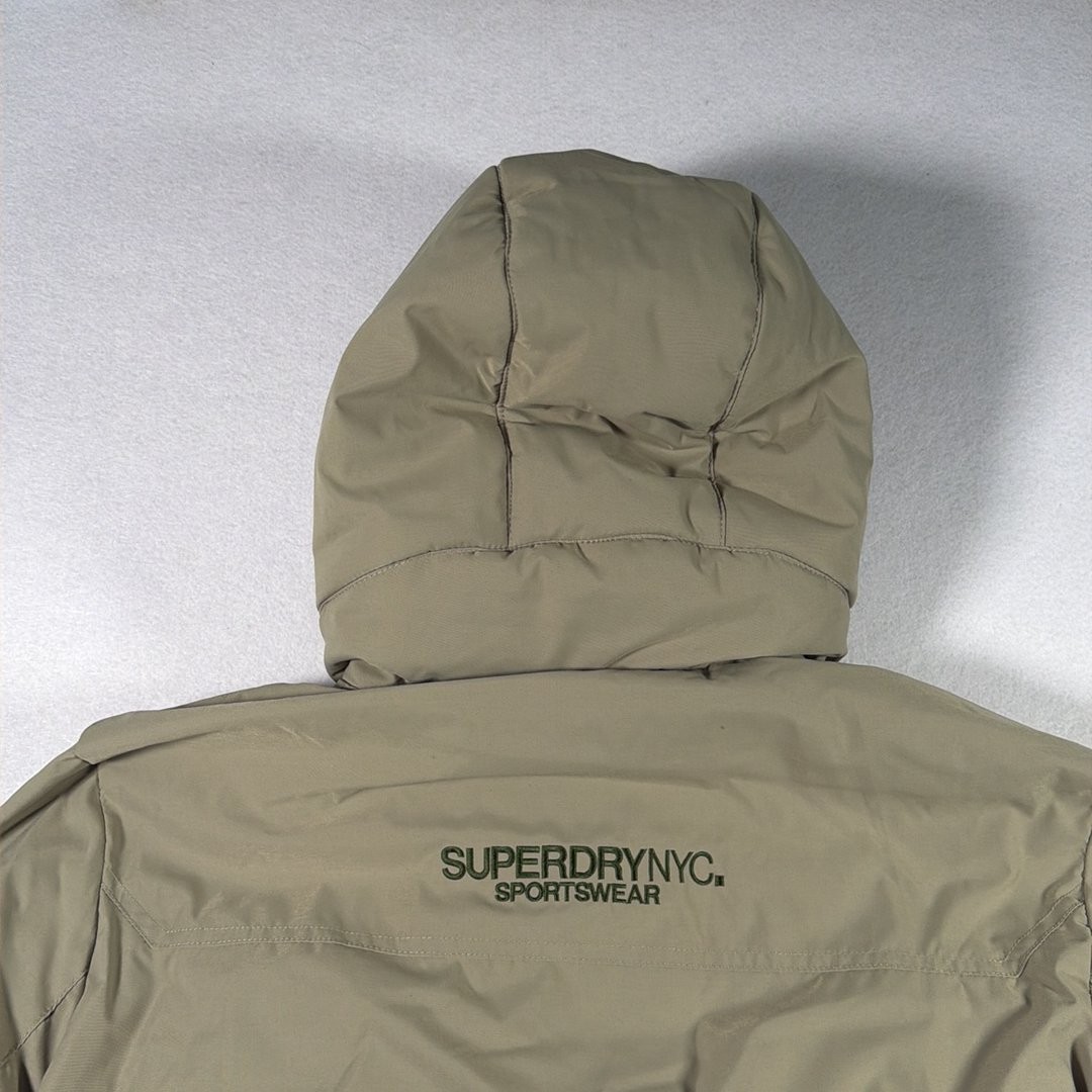 Superdry NYC New York City Parka Coat Men’s S-M Beige Grey Hood Padded M5011754A