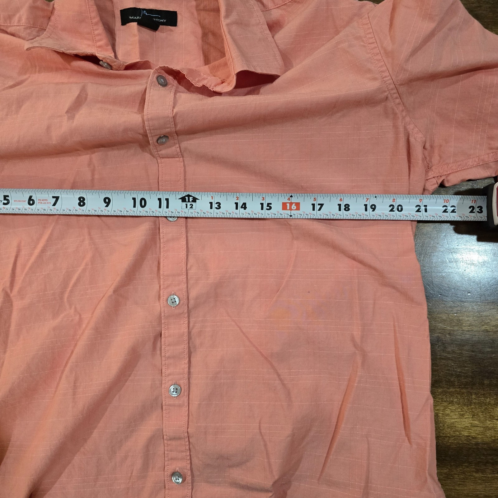Marc Anthony Button Down Shirt Men’s L Slim Fit Peach Coral Long Sleeve Cotton