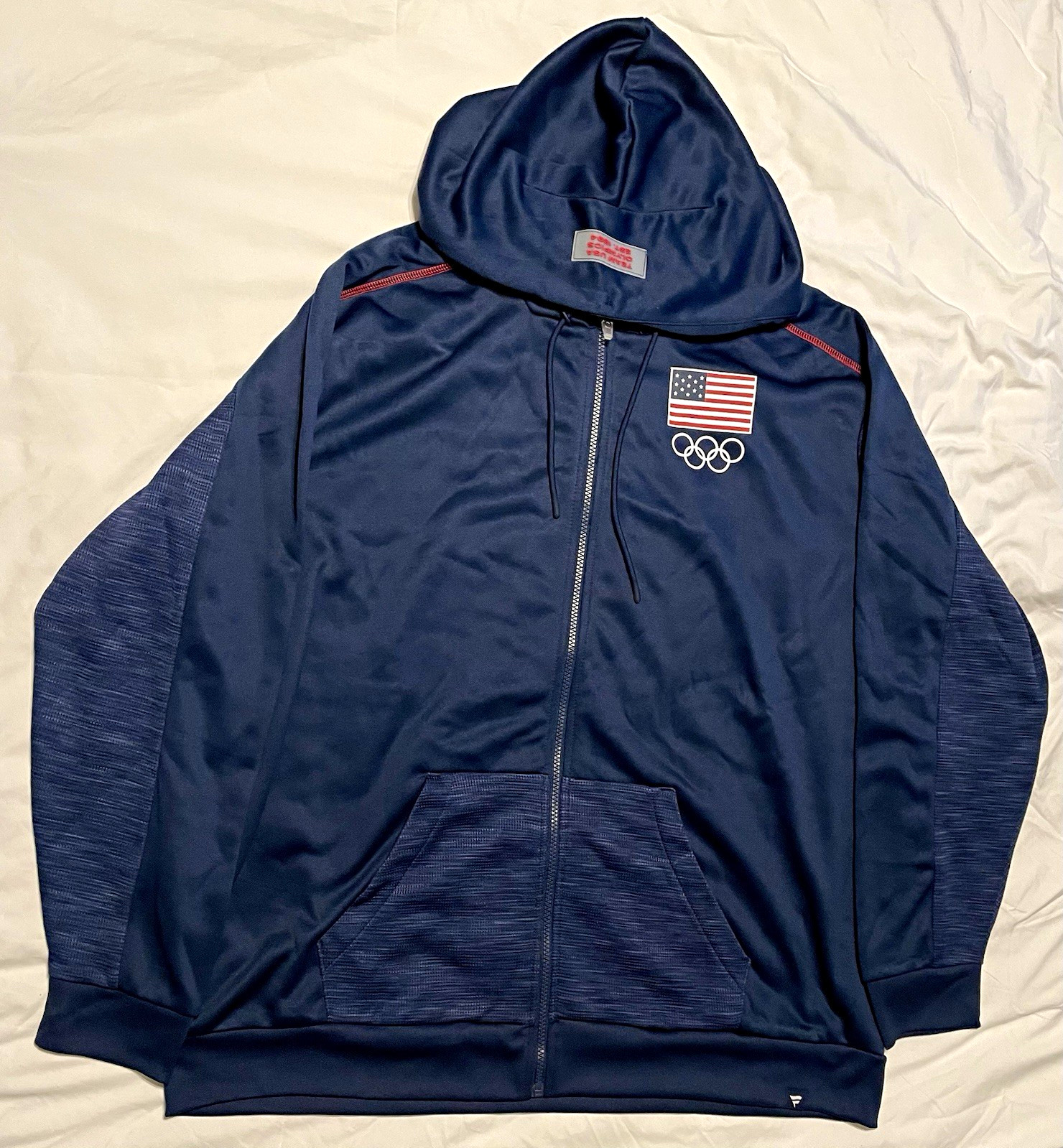 Team USA Men’s 2XL Blue Full Zip Fleece Hoodie Graphic Olympics USA