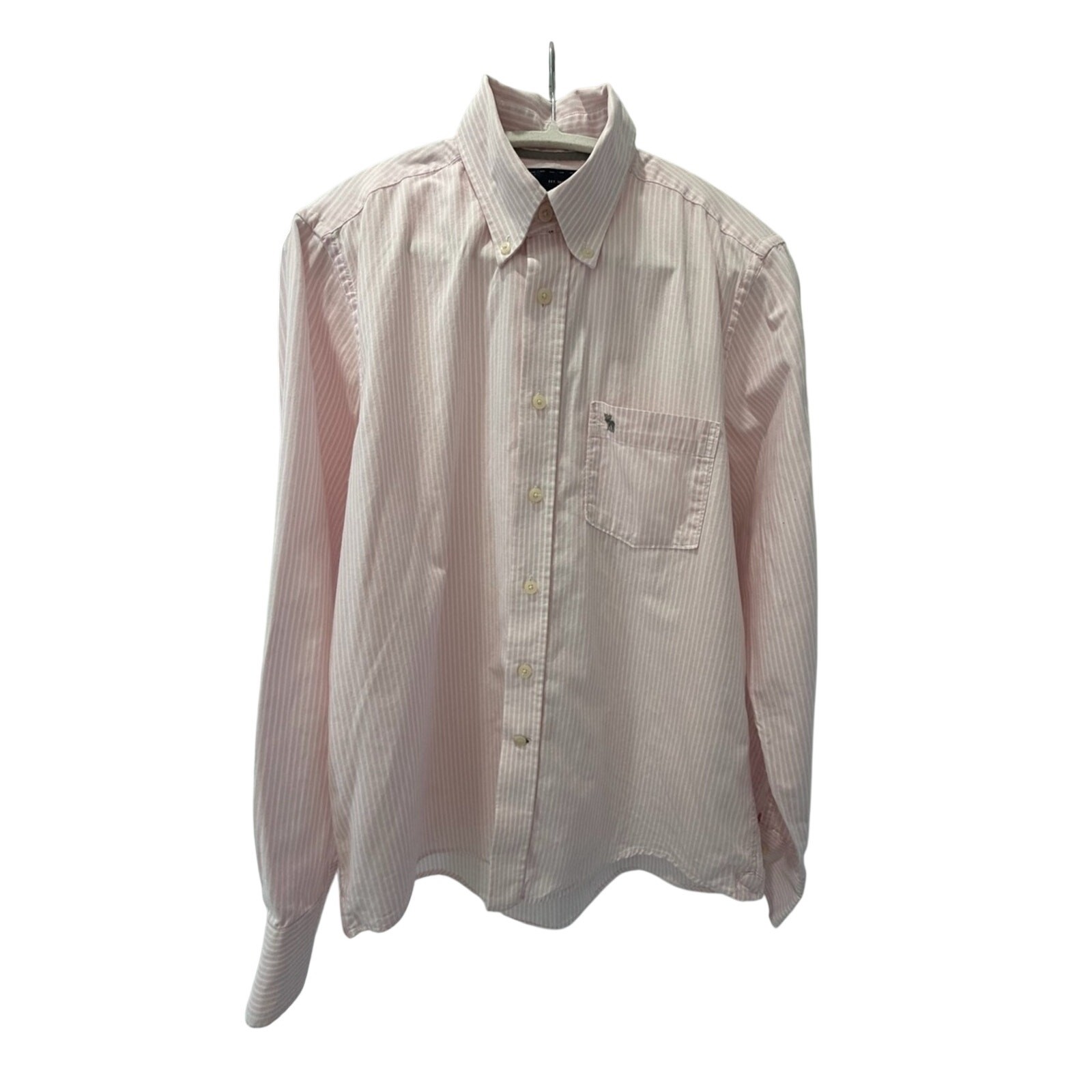 Abercrombie & Fitch Pink Striped Oxford Muscle Shirt | Small