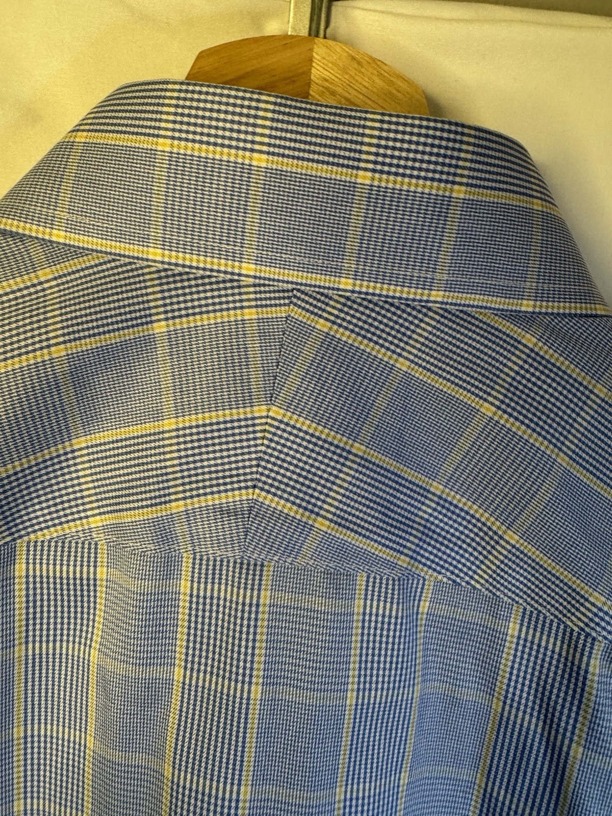 Charles Tyrwhitt Non-Iron Slim Fit Blue/Yellow Plaid Cotton Dress Shirt 15 33