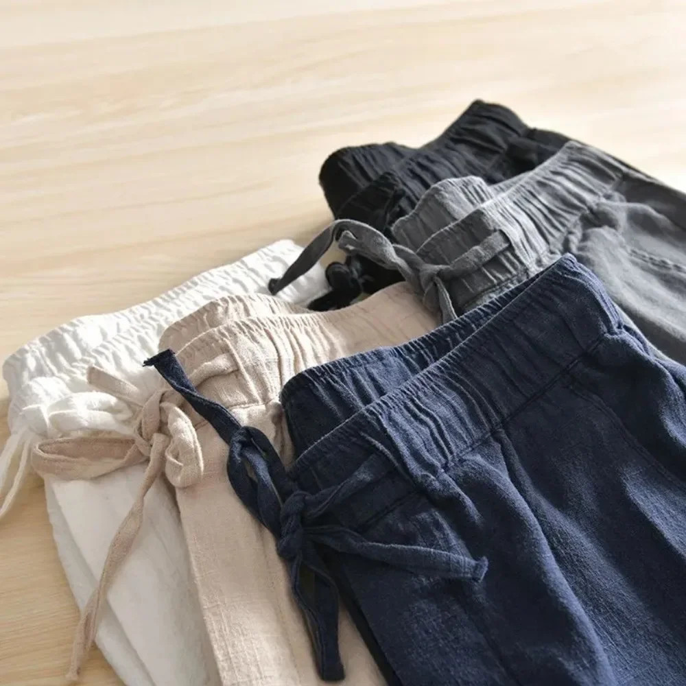 2PCS!! Cotton Linen Casual Pants Baggy Summer wear Men’s Joggers Sports Trousers
