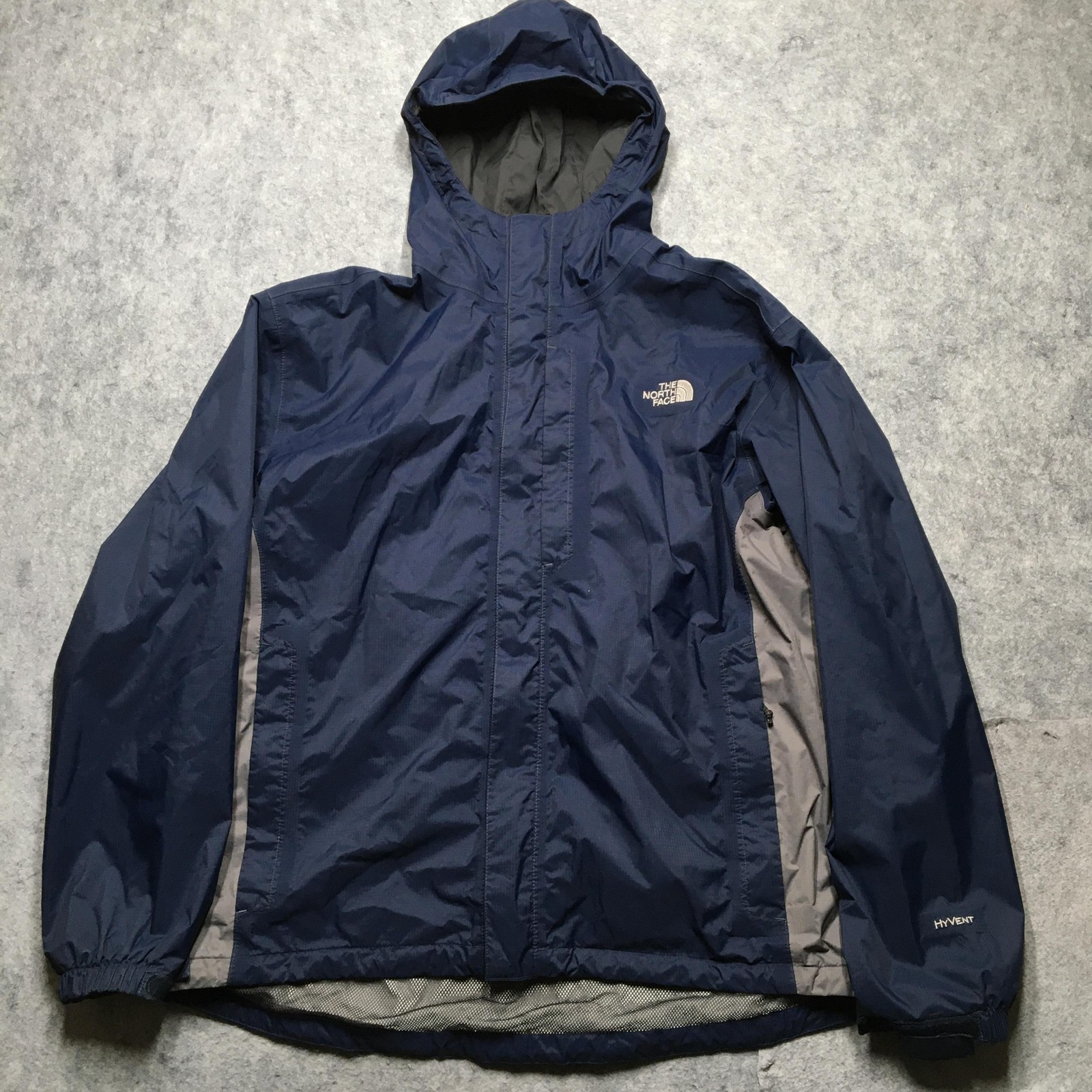 The North Face Jacket Mens XL Blue Hooded HyVent Waterproof Rain Shell Nylon