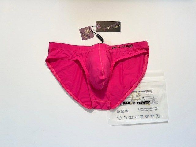Brave Person Size S Men’s Bikini Brief Swimsuit – Rose Pink (BP9791-RP-S) Pouch