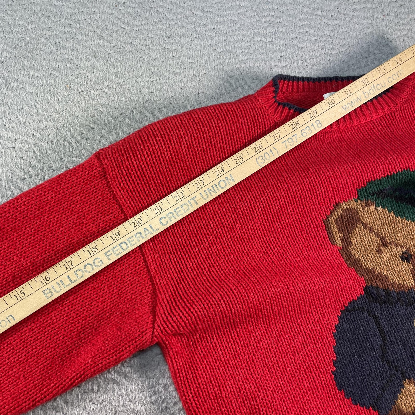 Vintage Sweater Mens Small Red Teddy Bear Preppy Golf Tassel 80s 90s Tennis