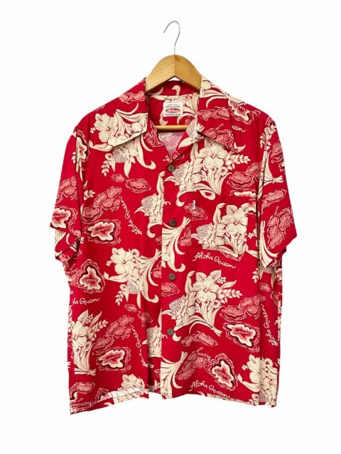 Levi’s M Rayon Aloha Shirt Red Casual Vintage Used 66cm 45cm 22cm