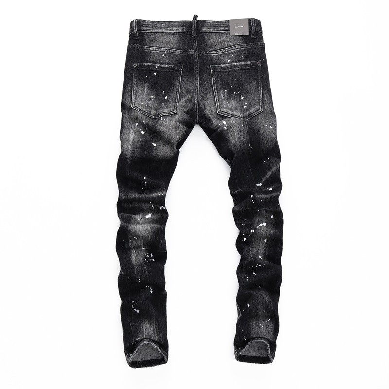 Men’s Distressed Punk Ripped Stretch Jeans Skinny fit Black High Quality Pants