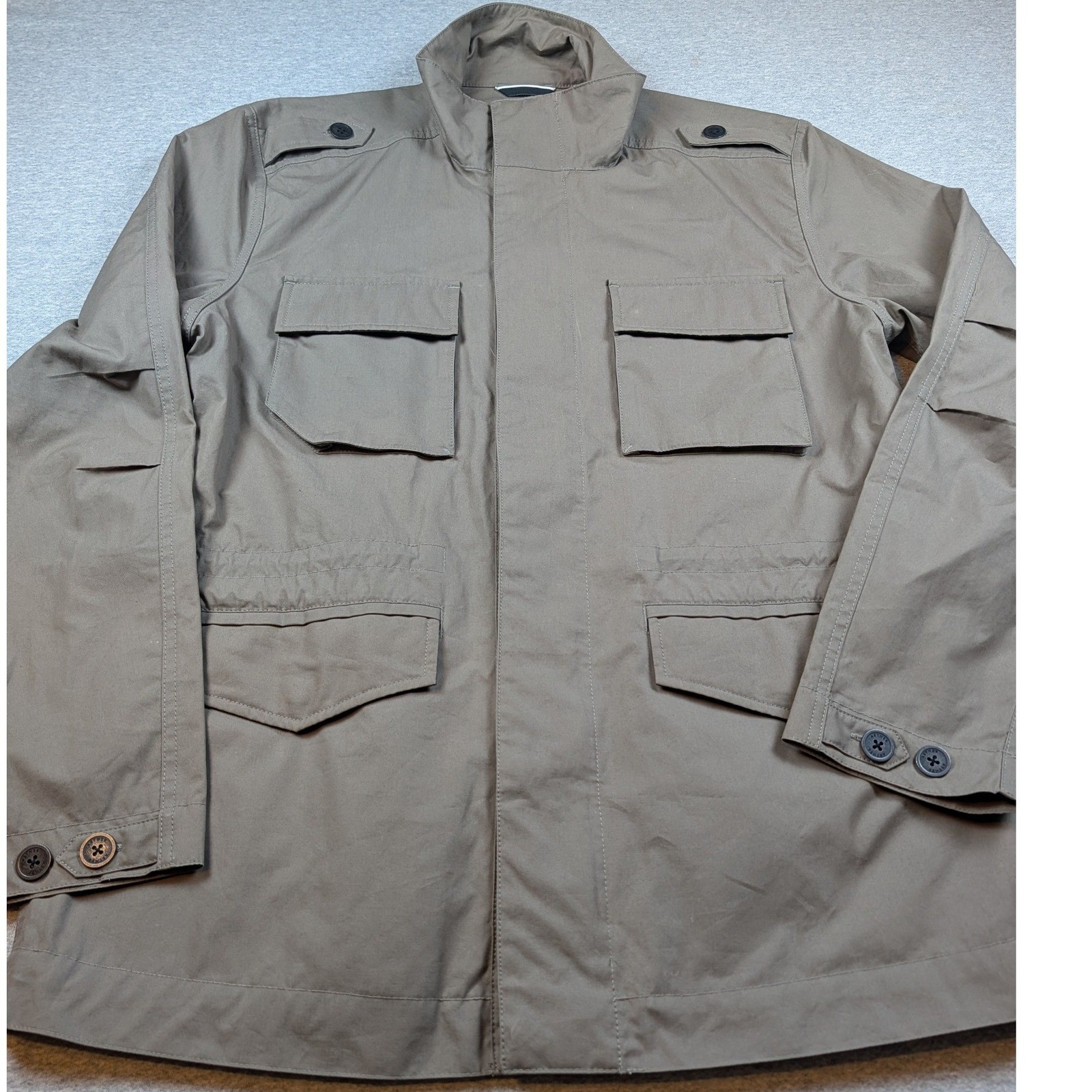 Aether Mens M-65 Field Jacket Taupe Brown Etaproof Cotton Utility Coat Size 3 L