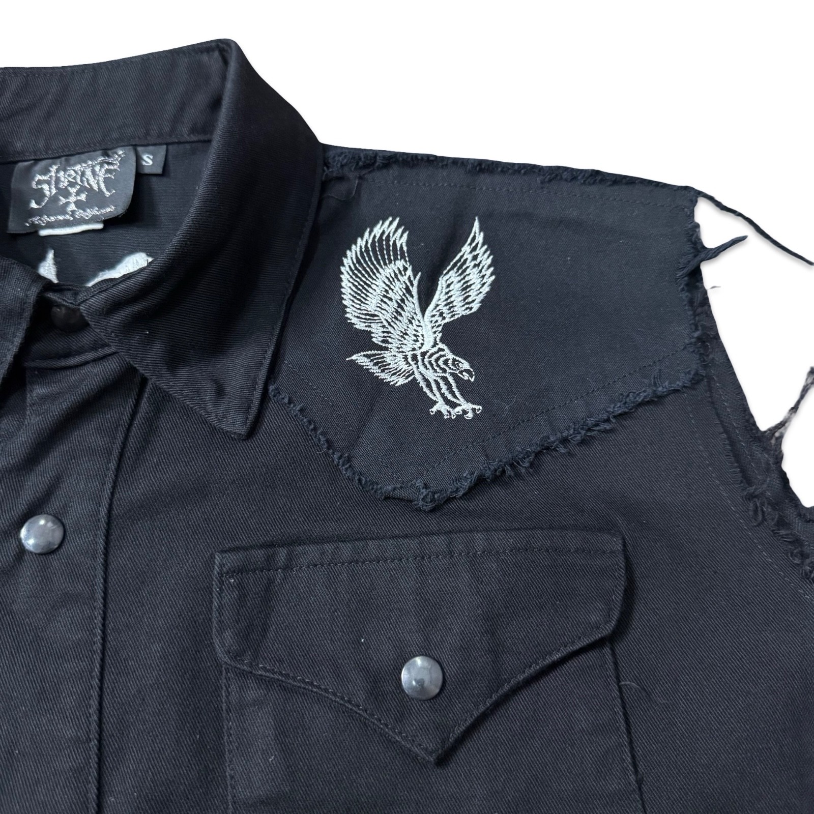 SHRINE GOTHIC EAGLES BLACK COWBOY WORKER MOTORCYCLE BIKER SLEEVELESS VEST SHIRT