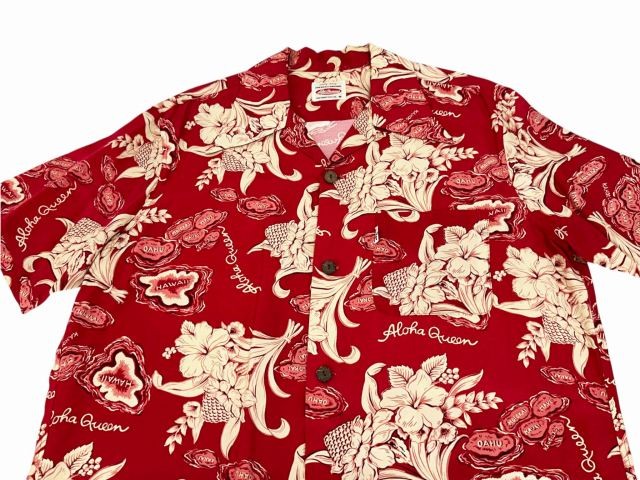 Levi’s M Rayon Aloha Shirt Red Casual Vintage Used 66cm 45cm 22cm
