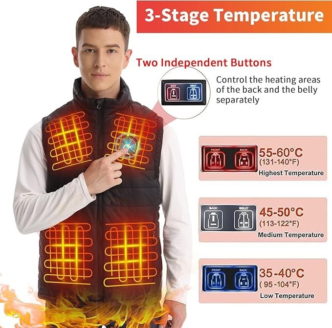 Unisex Heated Vest for Men and Women with 12000 Mah Battery Pack