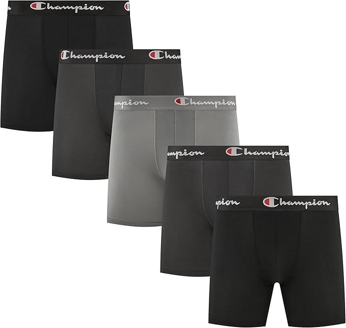Champion Men’s Performance Boxer Brief-5 Pack- With Moisture-wicking