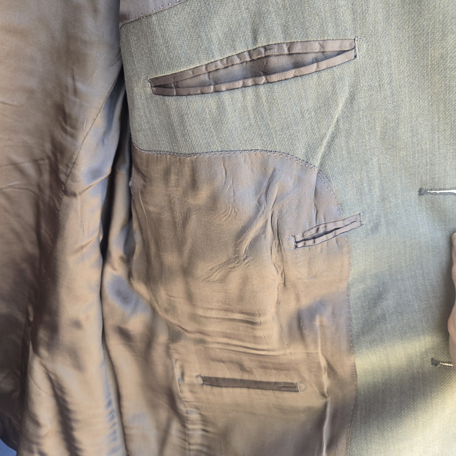 Sartoria Borghese Mens Blazer 46L 100% Wool Beige 3-Button Made In Italy 25″ pit