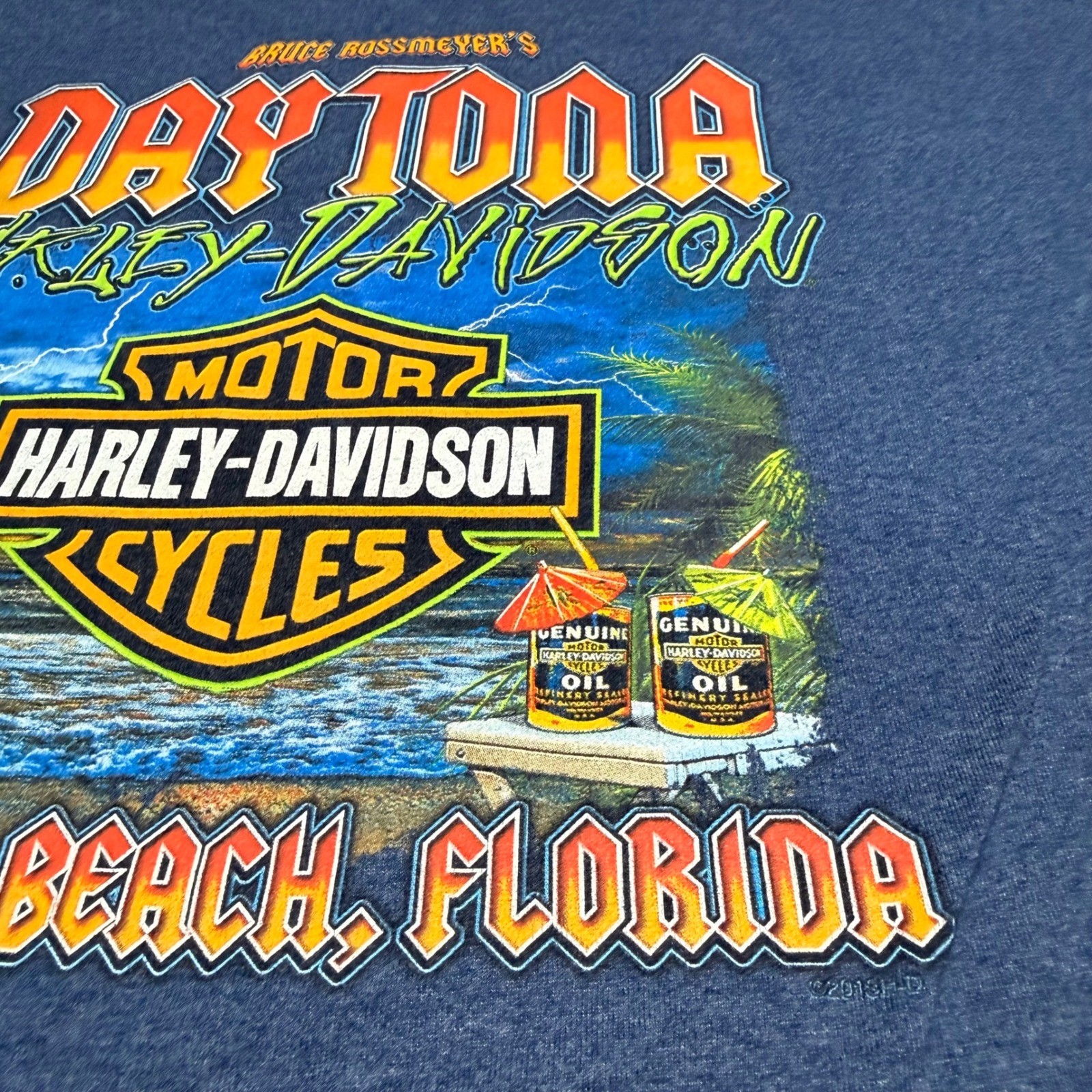 Harley-Davidson T-Shirt Mens 2XL Blue 2013 Biketoberfest Daytona Beach Florida
