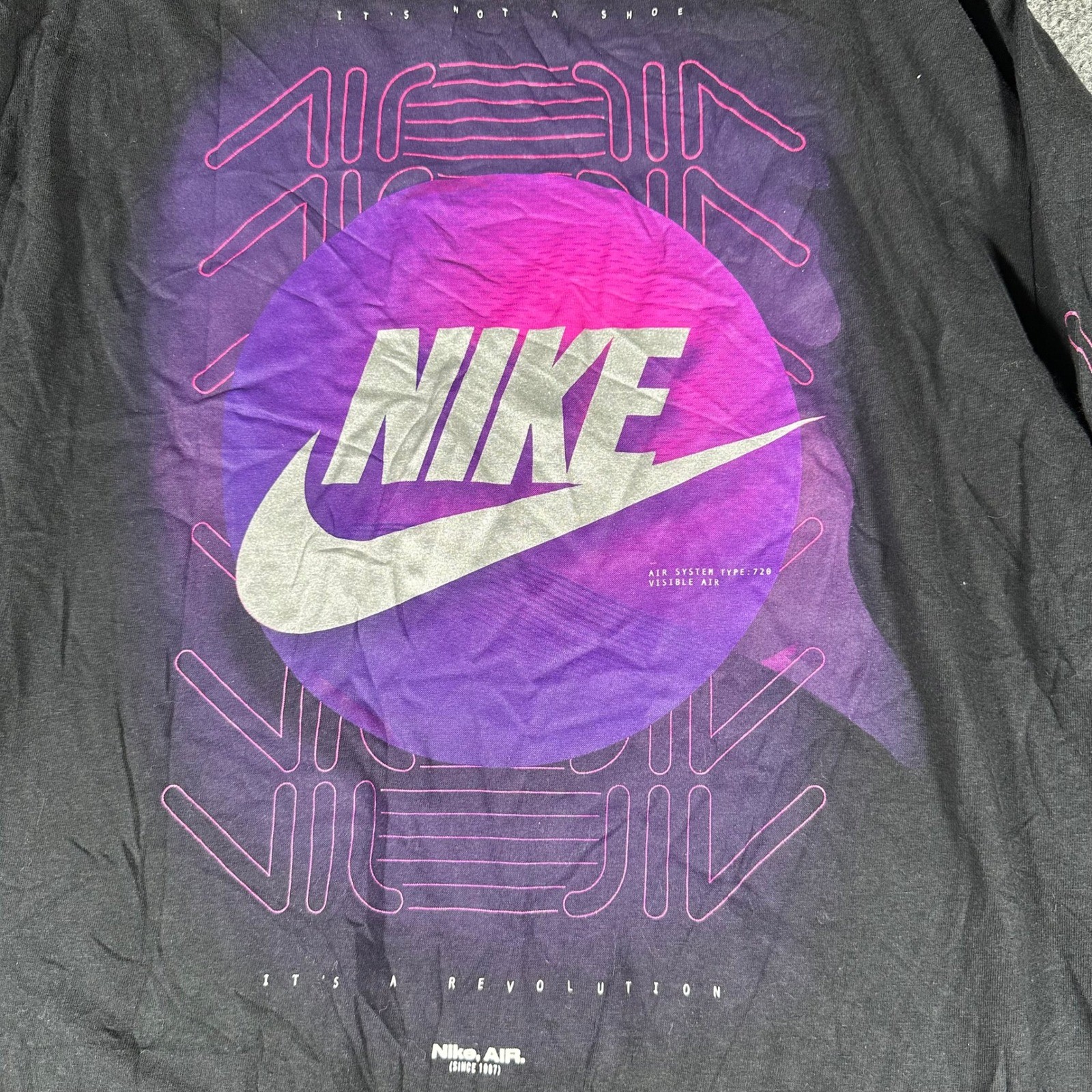 Nike Long Sleeve Shirt Mens Size L Black Air Max 720 Graphic Visible Air Tee