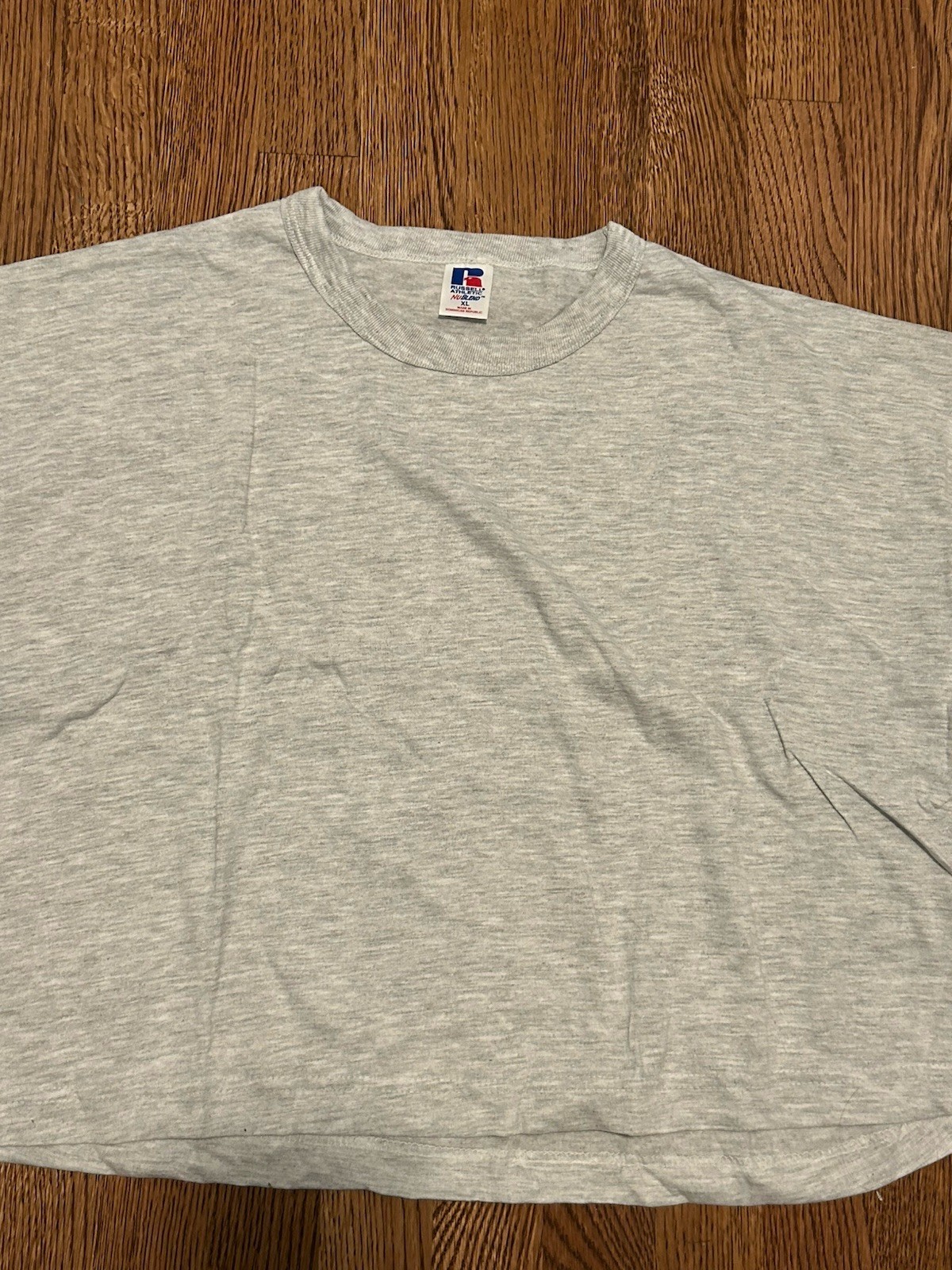 Vintage 90s Cropped T-shirt XL BOSS Russell Athletic Gray NUBLEND NOS