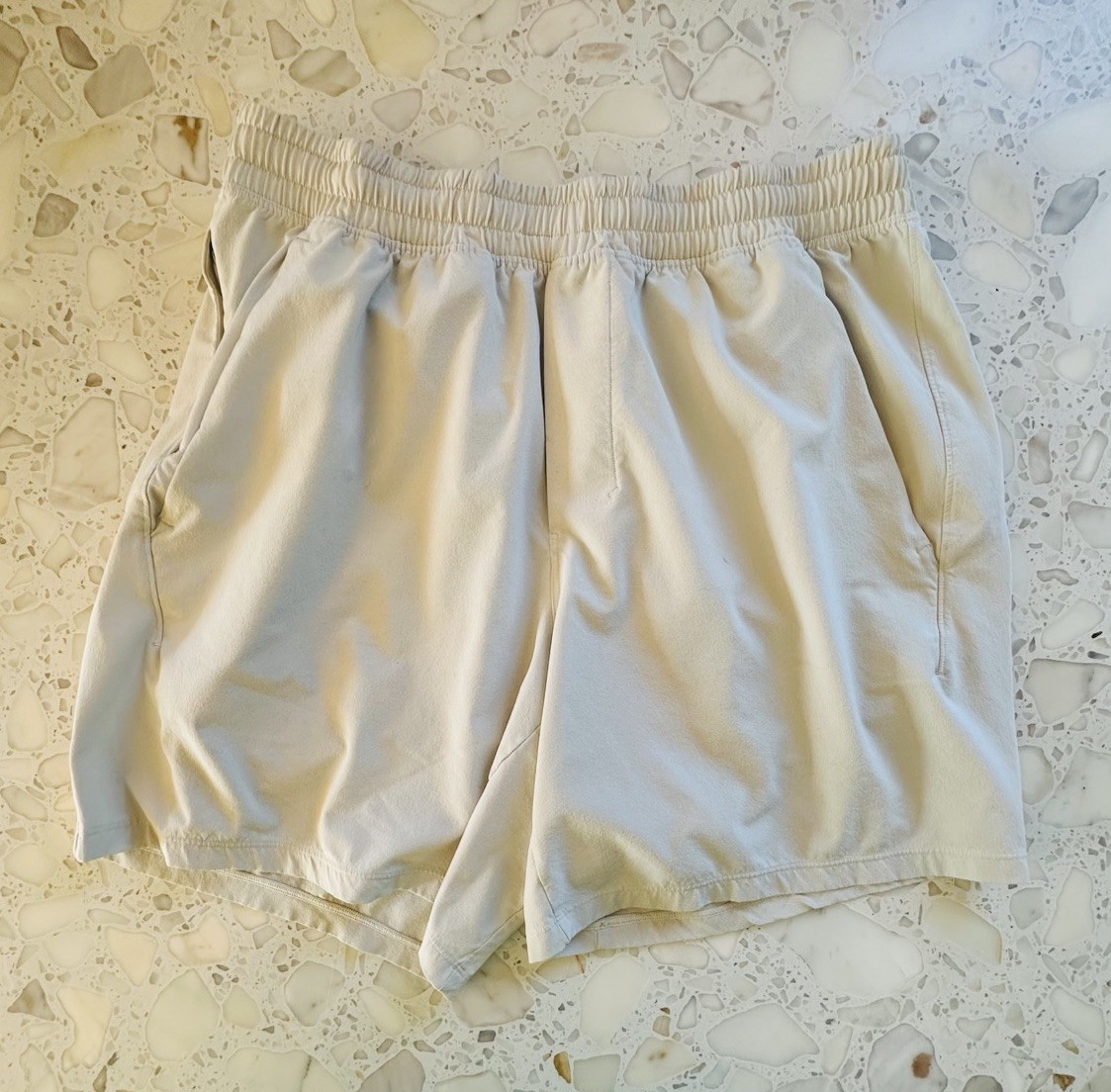 Lululemon Pacebreaker Linerless Ivory Shorts, B+ Grade, Men’s Size Large