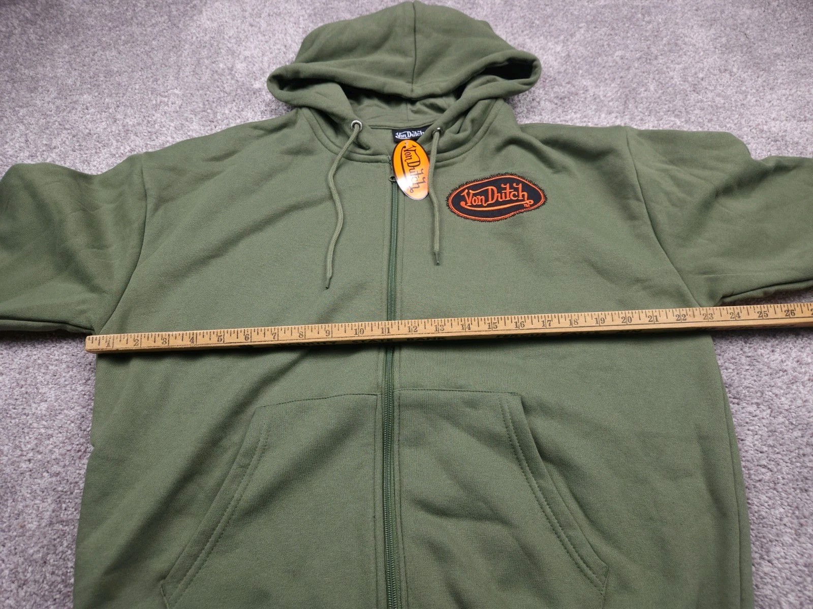 Von Dutch Hoodie Mens Medium Green New With Tags Full Zip Embroidered Logo