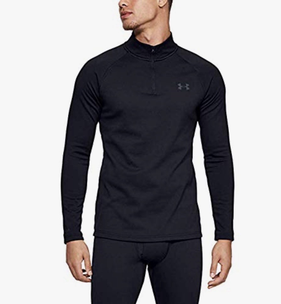 Under Armour HeatGear UA Tech 2.0 1/2 Zip Mock Neck Long Sleeve Black L
