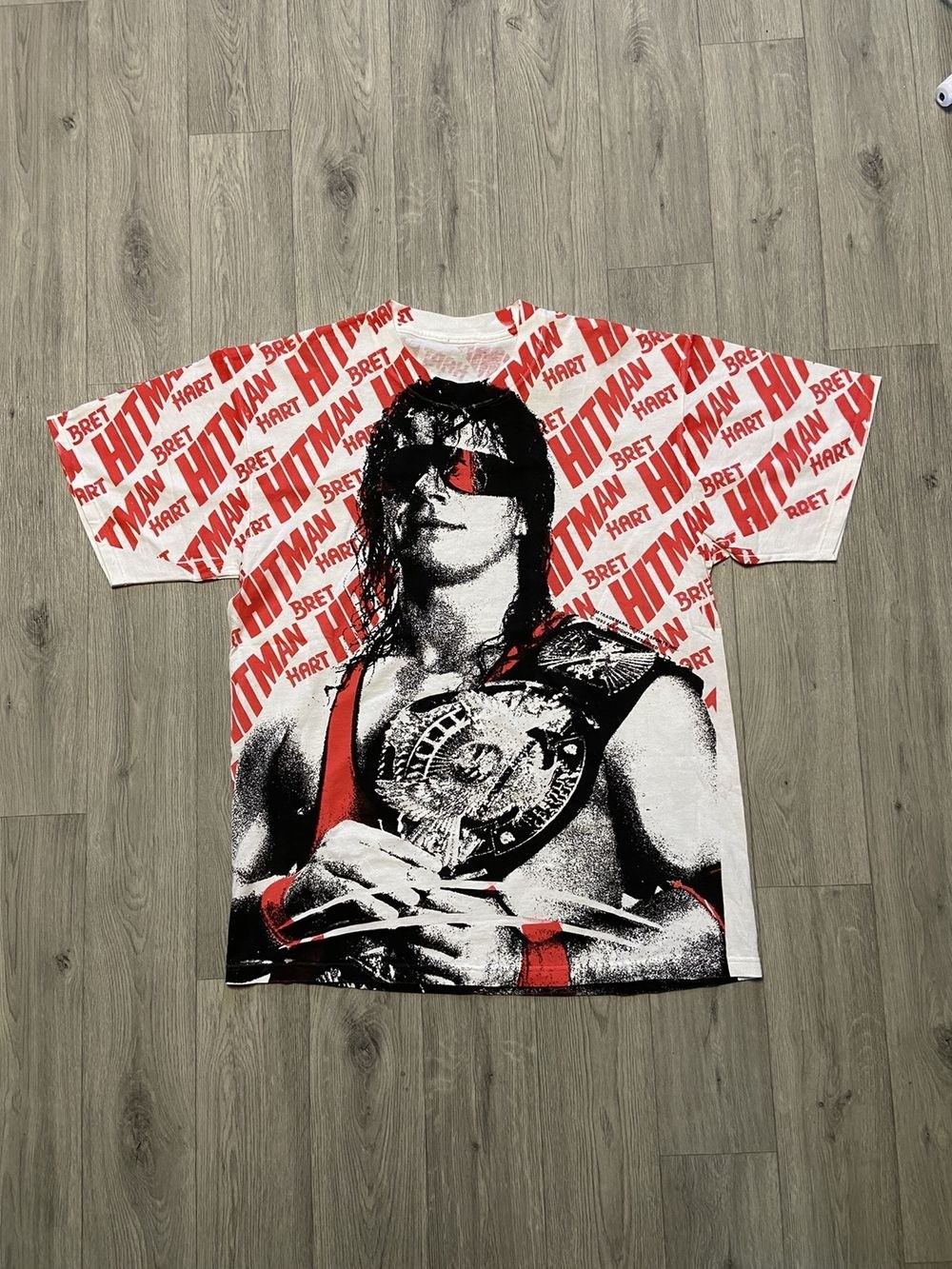Rare Vintage All Over Print Wwf Bret Hitman Hart 1993 3D Shirt Reprint