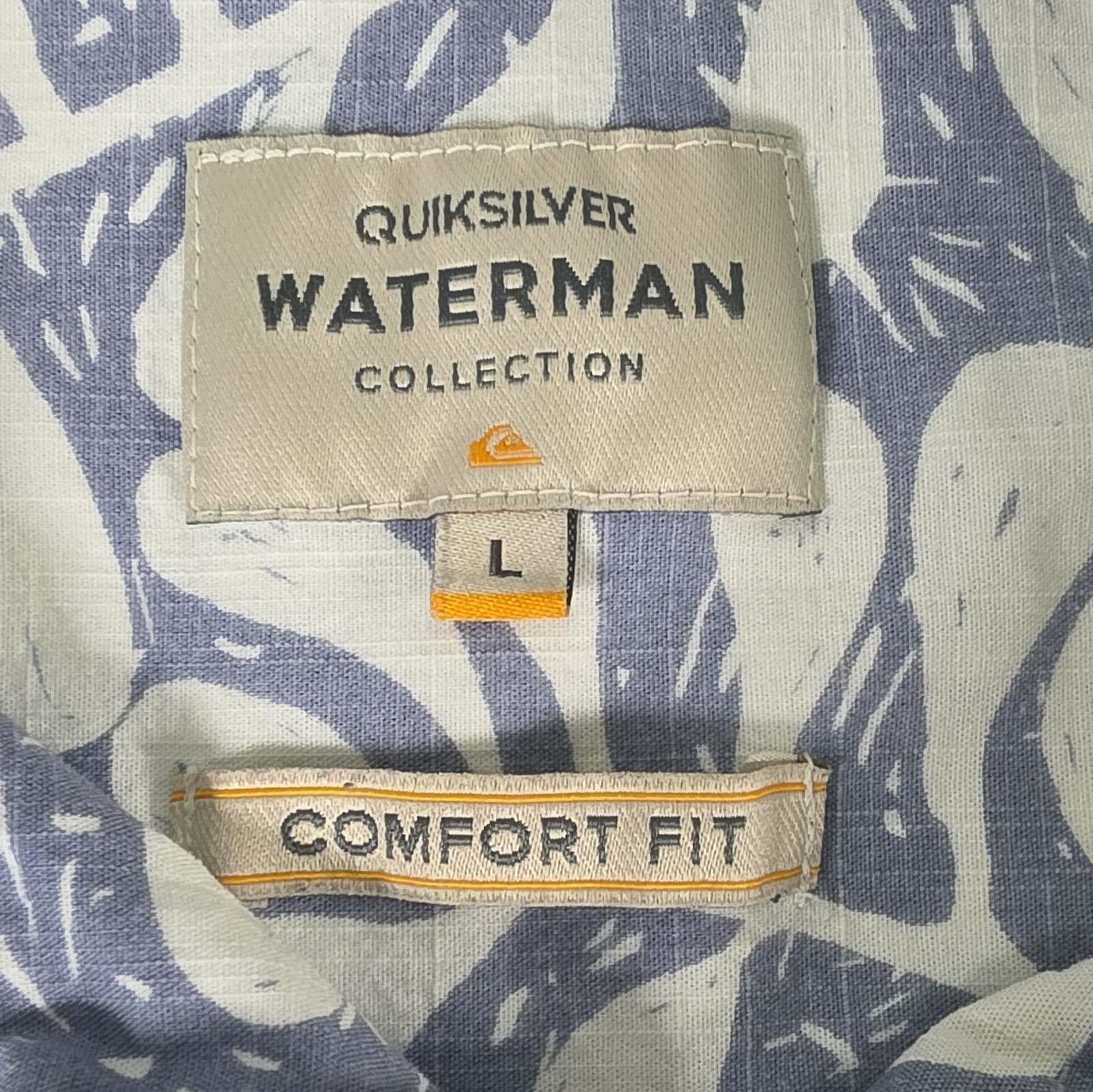 Quiksilver Waterman L Men’s Short Sleeve Comfort Fit Floral Cotton Button-Up