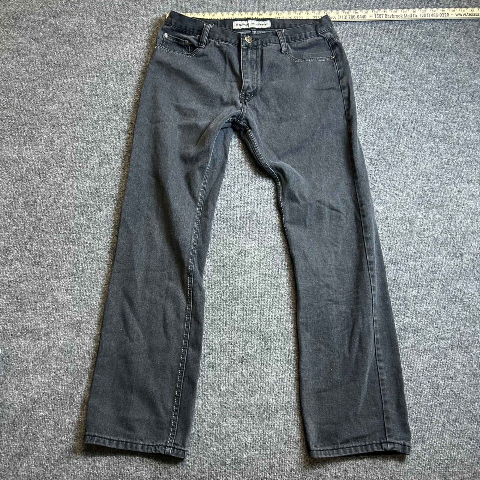 Indigo Thirty Jeans Mens Size 36×34 Black Straight Leg Cotton Denim Casual Pants