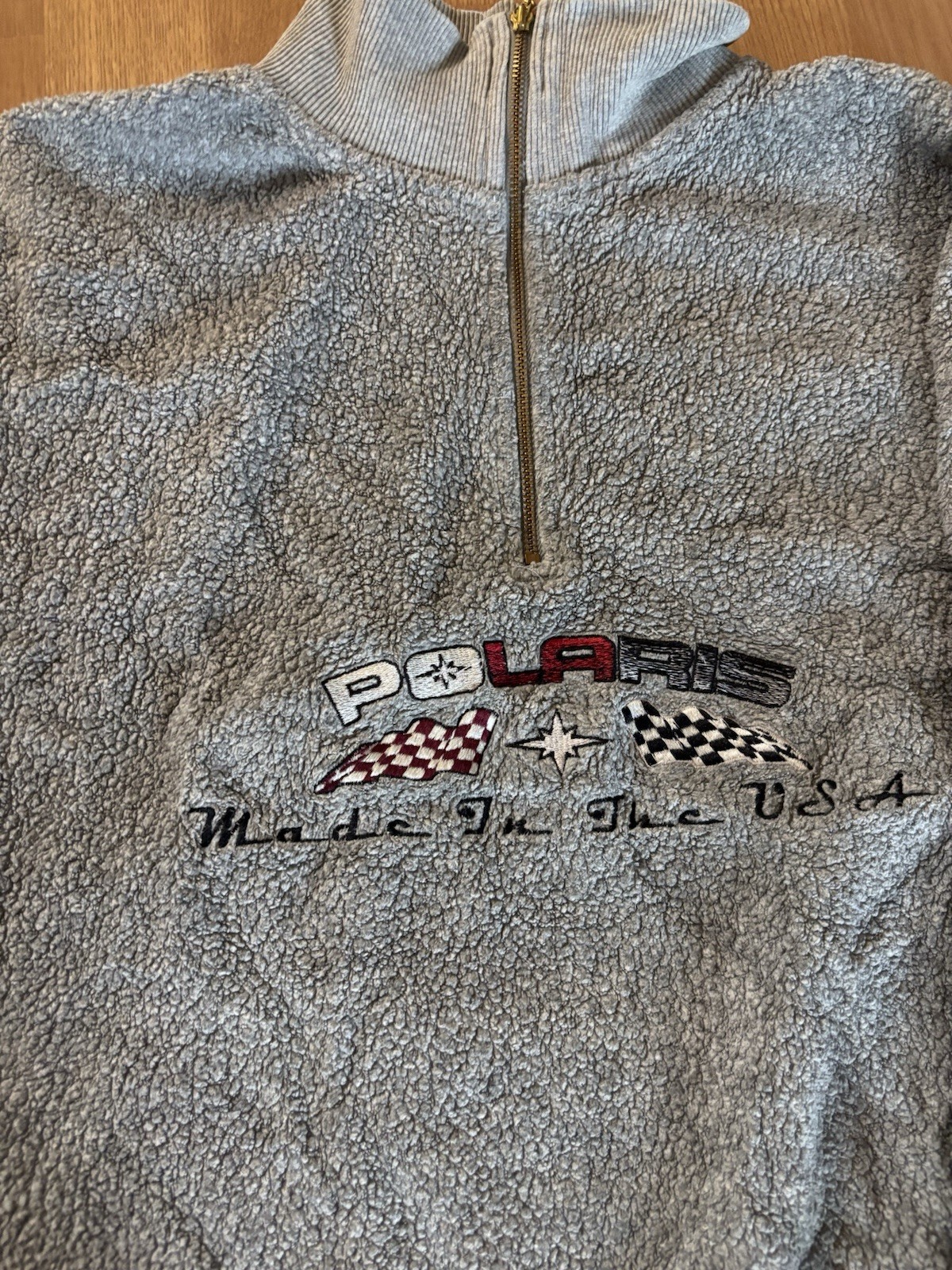 Vintage 80s/90s Polaris Racing Snowmobile Knit Sweater Made in USA Size XL