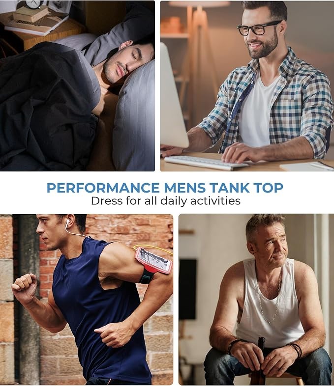 Men’s Bamboo Tank Top Undershirts 3 Pack Moisture Wicking Breathable Sleeveless