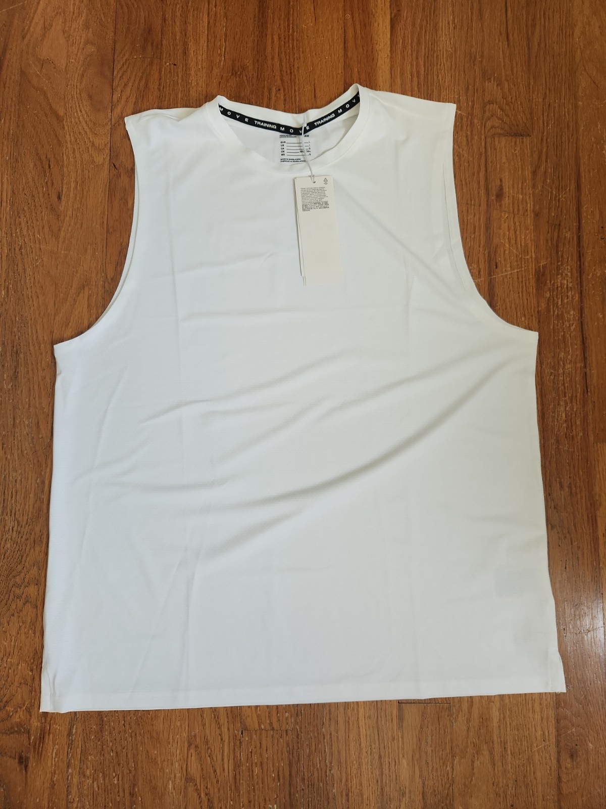 H&M White Training Tank Top Men Size L Regular Fit Coupe Standard Dry Move NWT