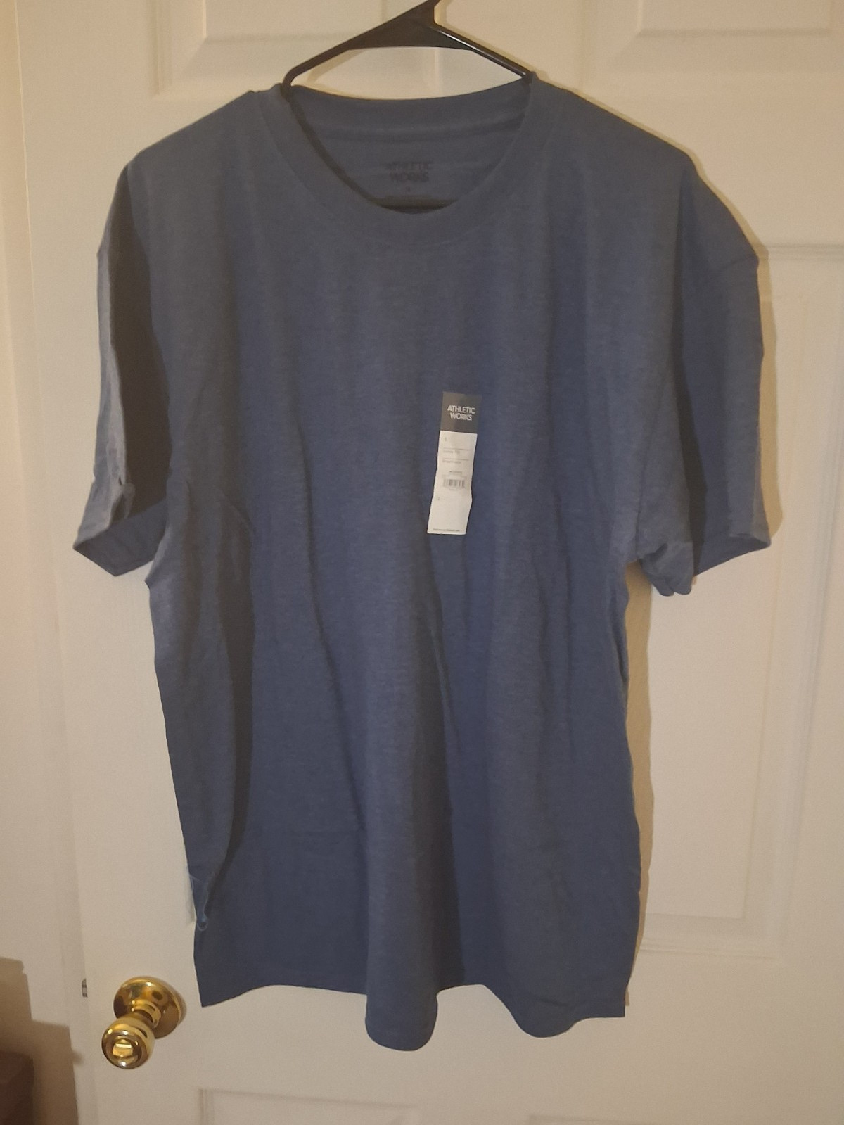 Athletic Works Men’s Blue Heather Cotton Crew Neck T-Shirt Short Sleeve L