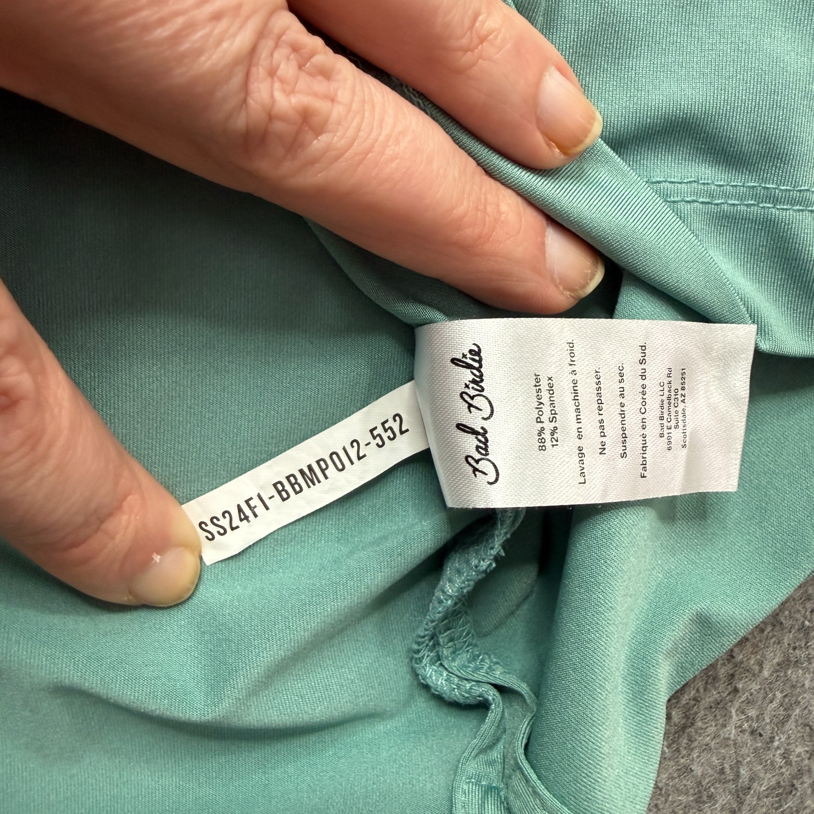 Bad Birdie Polo Shirt Men L Seafoam Green Teal Contrasting Trim Stretch