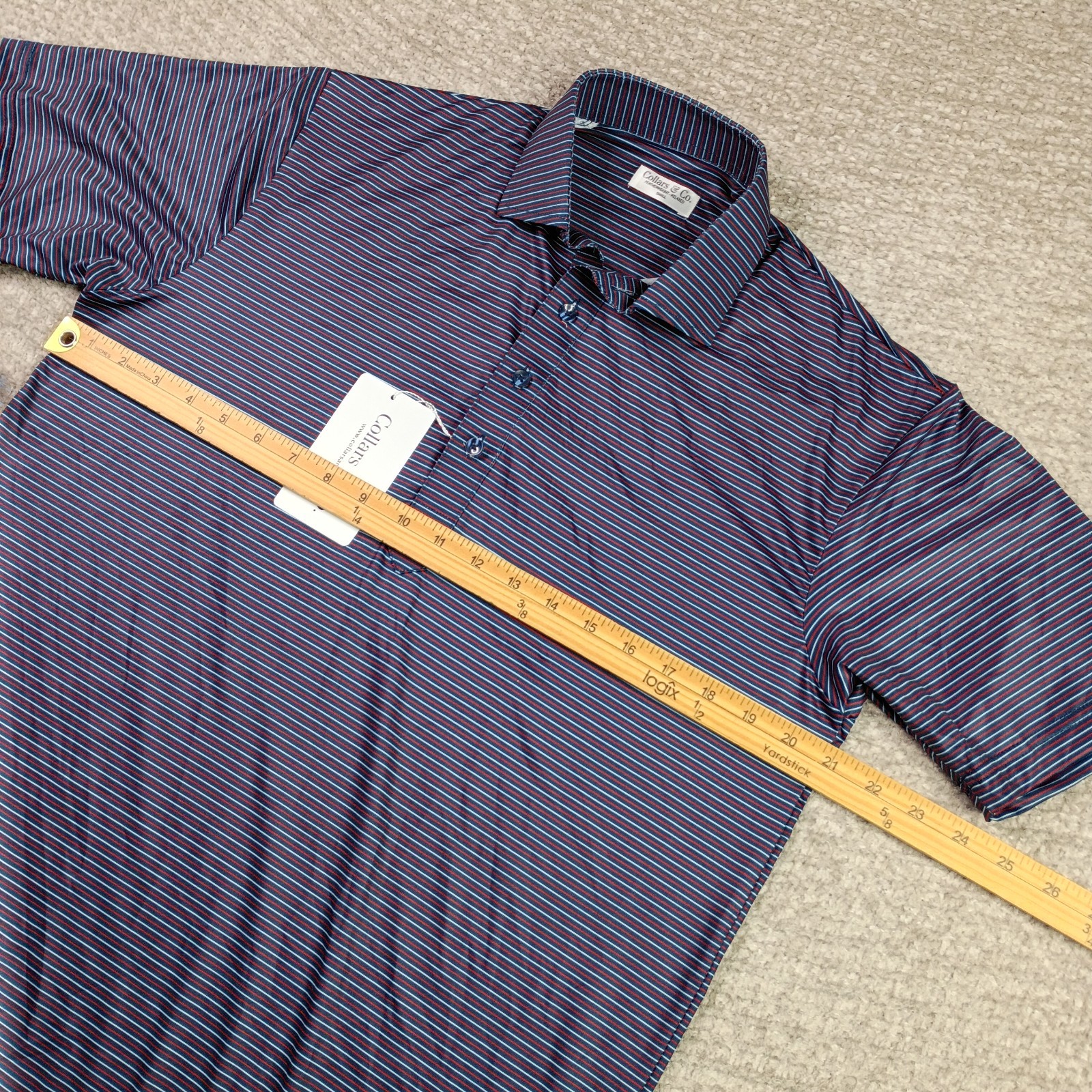 Collars and Co Featherweight Relaxed Short Sleeve Polo Multicolo Striped S NWT..