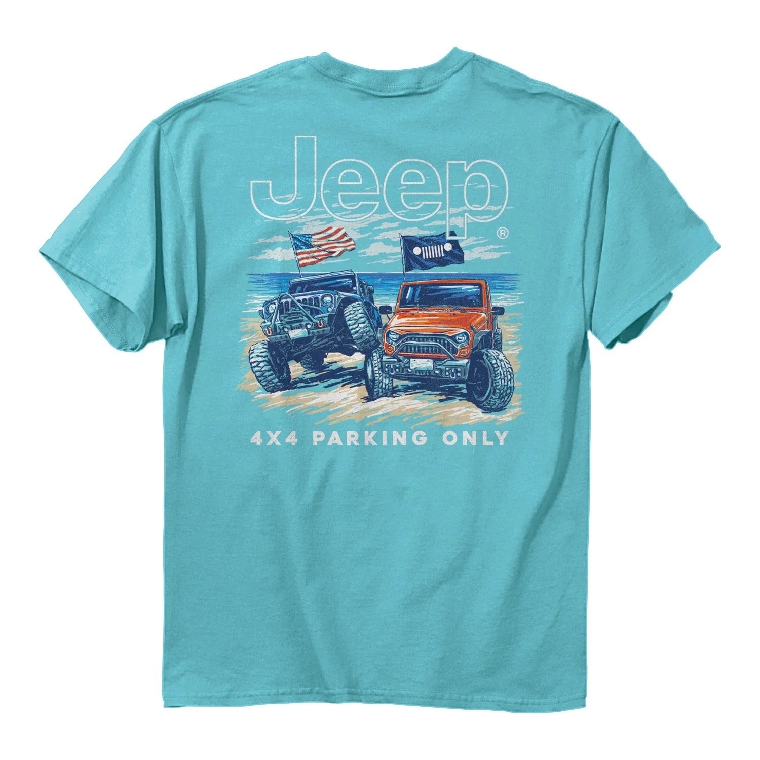 Jeep Flex Tee Graphic T-Shirt Turquoise Off-Road 4×4 Parking Mens